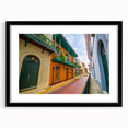 Extra large framed abstract print of Central American scenery in vibrant colors, ideal for living room decor.