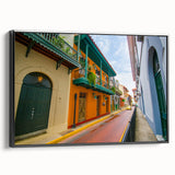 Black and white framed canvas depicting a vintage Panama landscape, ideal for bedroom wall art.