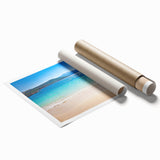 Extra large rolled print of a serene Albanian landscape, featuring soft pastel colors, ideal for classy bathroom wall art.