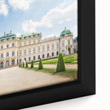 Close-up of a textured black wall art on canvas depicting a colorful Austrian landscape, ideal for living room decor.