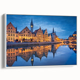 Vintage poster art of a European Belgium scenery on extra large framed canvas.