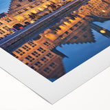 Art deco poster of a European cityscape in muted blue and gray tones on rolled canvas, suitable for dining room decor.