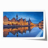 Rolled print of a Belgian landscape featuring soft floral elements in pastel shades, ideal for dining room or bathroom decor.