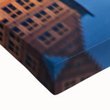 Black and white landscape painting of a European countryside on stretched canvas, suitable for bedroom wall art.