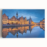 Black and white photograph of a European cityscape on large stretched canvas, ideal for kitchen wall art or bedroom ambiance.