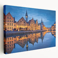 Scenic European landscape on stretched canvas, depicting vibrant greens and blues, suitable for kitchen wall art.