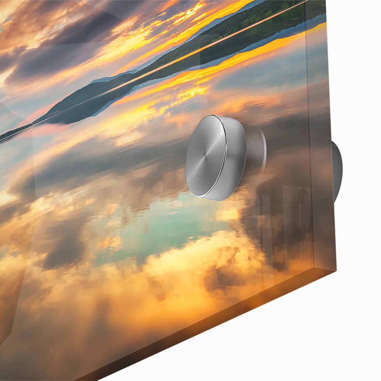 Large abstract wall art on acrylic glass depicting a European Bulgarian landscape in muted earth tones.