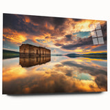 Large abstract wall art depicting a European Bulgarian landscape in muted earth tones on acrylic glass.