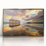 Art deco poster of a European cityscape in gold and black tones, acrylic print, ideal for modern art wall decor.