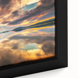 Framed canvas of a textured, colorful Bulgarian landscape in predominantly black tones, ideal for living room decor.