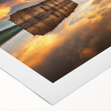 Art deco poster featuring a serene Bulgarian landscape in muted green and blue tones on a rolled canvas.