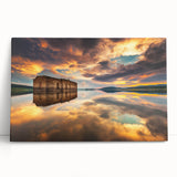 Black and white photograph of a European street scene on large stretched canvas, suitable for kitchen art.