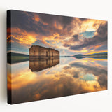 Landscape painting of a Bulgarian countryside on stretched canvas, featuring muted earth tones, ideal for kitchen wall art.