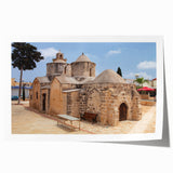 Extra large rolled print of a Cyprus landscape with vibrant green and blue hues, ideal for art wall dining room.