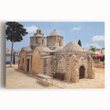 Black and white photograph of a European street on stretched canvas, ideal for kitchen wall art or bedroom ambiance.