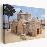 Large canvas print of a European Cyprus landscape in muted earth tones, suitable for kitchen wall art.