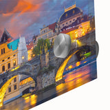 Acrylic print of Prague scenery with muted earth tones, ideal for bedroom or dining room art.