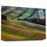 Acrylic print of a large abstract depiction of the Czech Republic scenery, in cool blue and green tones.