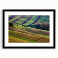 Extra large abstract art print of a colorful Czech Republic scenery on textured canvas, framed in black.