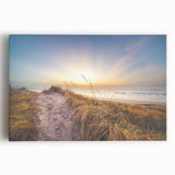 Black and white photo of a European cityscape on stretched canvas, ideal for kitchen wall art.