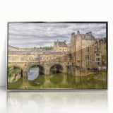Large art print of Bath, England in muted colors on a silver-framed acrylic, ideal for modern art wall decor.