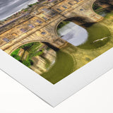 Art deco poster of Bath, England, featuring muted earth tones on rolled canvas, suitable for dining room decor.