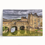 Black and white photograph of Bath, England on stretched canvas, ideal for kitchen wall art.