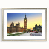 Extra large abstract art print of Big Ben in textured style, featuring muted earth tones on a framed canvas.