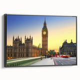 Black and white wall art of Big Ben in London on framed canvas, ideal for bedroom landscape decor.