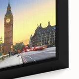 Extra large black wall art featuring a textured depiction of Big Ben in colorful hues, framed canvas.