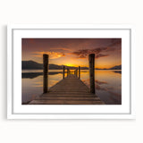 Textured abstract art print of Cumbria, England, in muted earth tones on a framed white mat, ideal for bedroom wall decor.