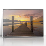 Mid-century modernist art depicting the serene Cumbria landscape in England, framed acrylic with white borders.