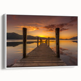 Vintage poster art of Cumbria, England scenery in vibrant colors on a large framed canvas, ideal for living room decor.