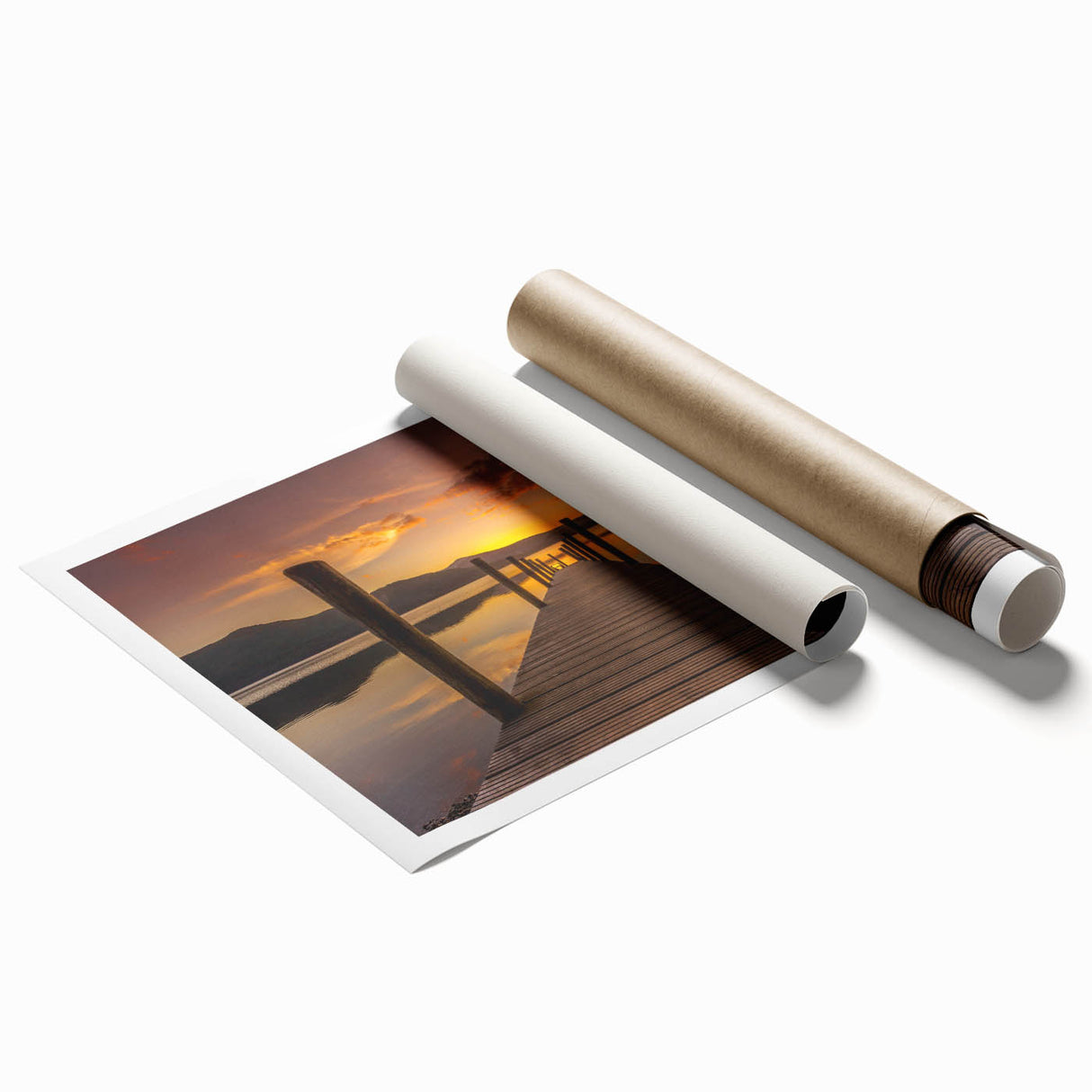 Extra large rolled print of Cumbria's landscape, featuring soft pastel floral elements, ideal for classy bathroom wall art.