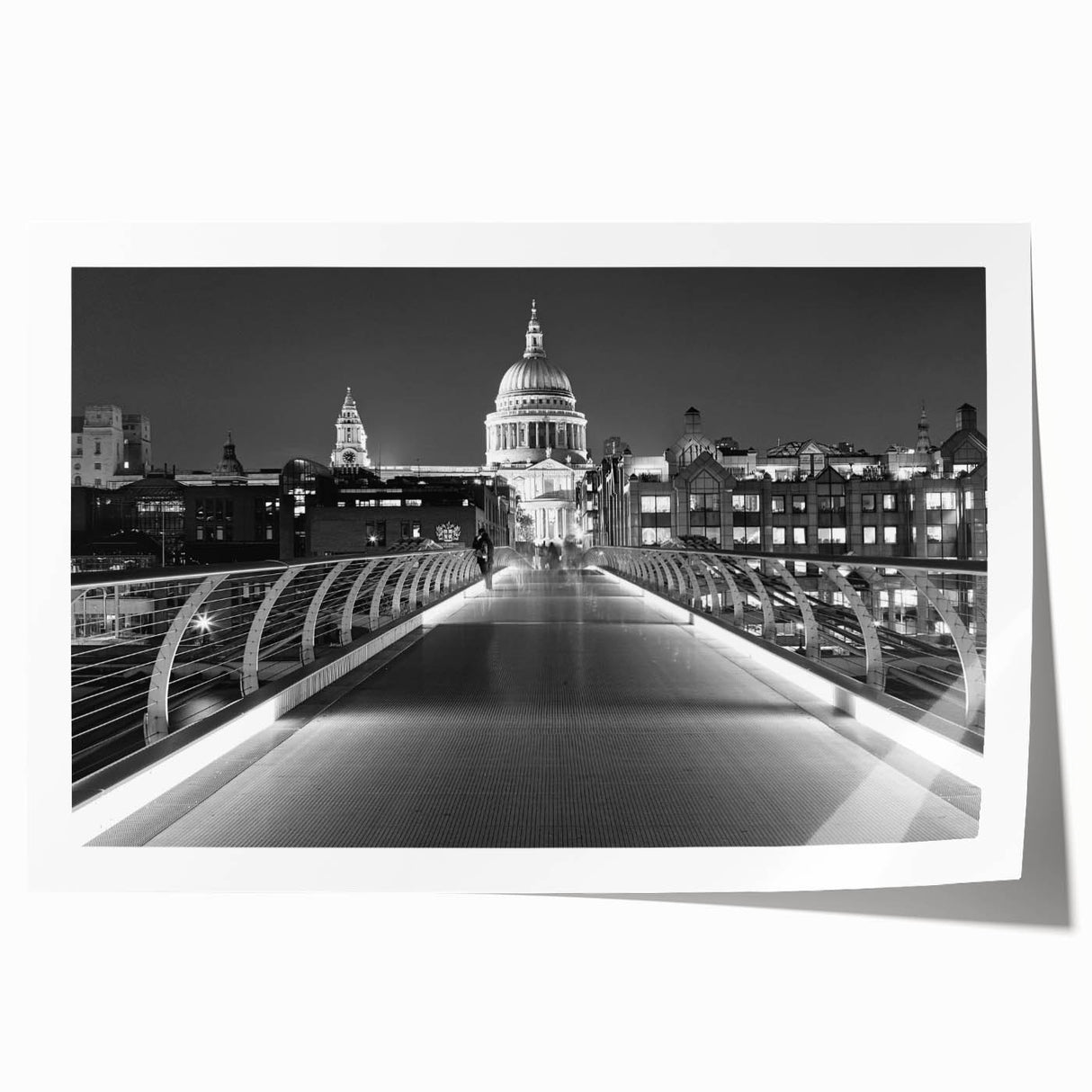 Extra large rolled print of a London cityscape with floral elements in muted colors, ideal for art wall dining room.