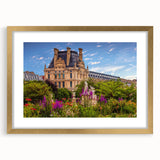 Abstract art print of Oxford scenery in gold frame with mat, featuring muted earth tones, ideal for dining room decor.