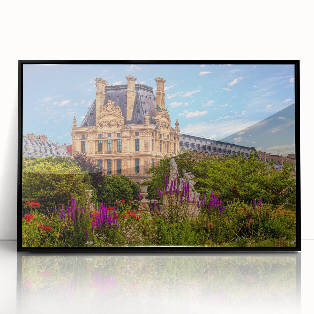 Framed acrylic print of large abstract wall art depicting Oxford scenery in muted earth tones.