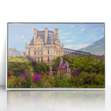 Mid-century modernist art depicting Oxford scenery in muted earth tones on a framed acrylic, suitable for nursery wall decor.