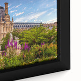 Extra large framed canvas of a textured Oxford scenery in black with colorful art accents, ideal for living room decor.