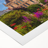 Art deco poster of Oxford scenery in muted earth tones on rolled canvas, suitable for dining room wall art.