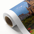 Art Deco style poster of Oxford scenery in pastel hues on rolled canvas, ideal for nursery wall art.