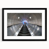 Extra large abstract art print of Piccadilly, England in colorful textured hues on a framed black mat.