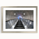 Extra large abstract art print of Piccadilly, England in textured silver frame, ideal for living room decor.