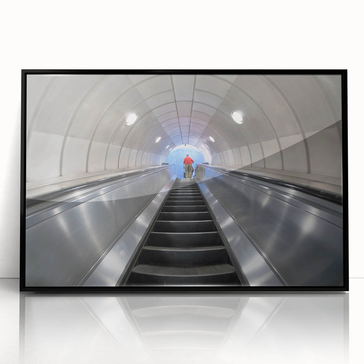 Large abstract wall art depicting Piccadilly, England in muted grays and blues on a framed acrylic.