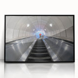 Large abstract wall art depicting Piccadilly, England in muted grays and blues on a framed acrylic.