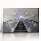 Framed acrylic print of Piccadilly, England in muted colors, ideal for modern art wall decor.