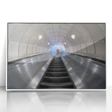 Mid-century modernist art depicting Piccadilly, England in acrylic on a white framed poster, ideal for nursery wall art.