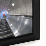 Extra large framed canvas featuring a textured depiction of Piccadilly, England in black with colorful art accents.