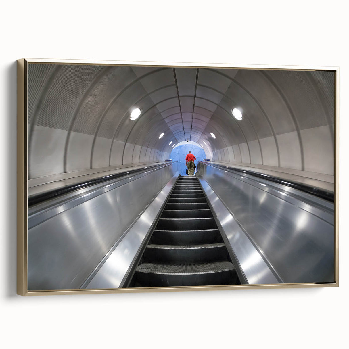 Framed canvas depicting a vintage-style English landscape in black and gold tones, ideal for bedroom wall art.