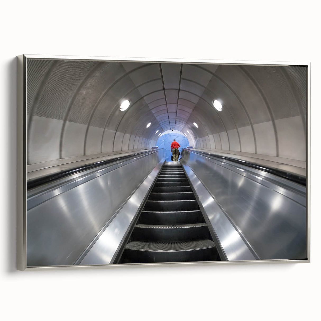 Vintage poster art of Piccadilly, England on framed canvas, featuring colorful landscape with dominant black tones.